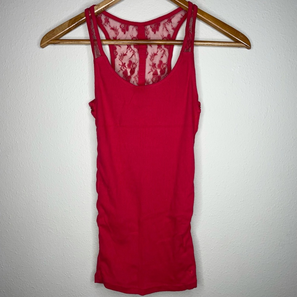 American Eagle Outfitters Red Lace-Back Tank Top